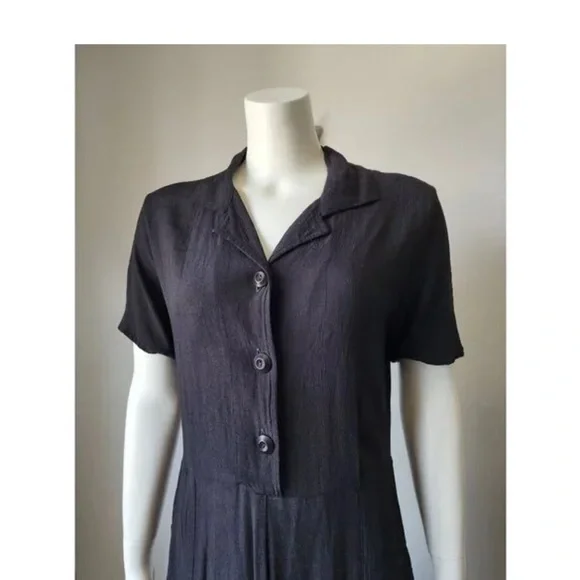 Flax by Jeanne Engelhart Women's Vintage Short Sleeve
Midi Dress Pockets Black L - Picture 3 of 16